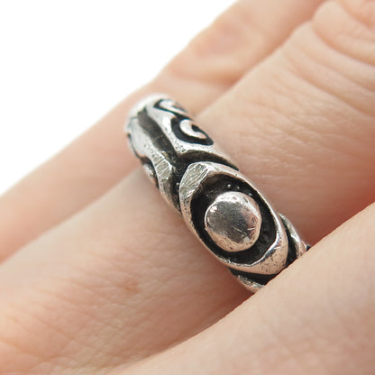 925 Sterling Silver Vintage Modernist Oxidized Band Ring Size 6.5