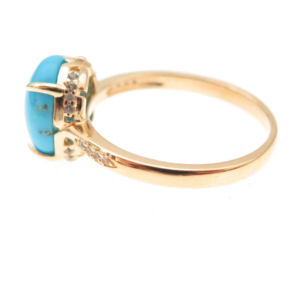 Tehya Oyama 925 Sterling Silver Gold Plated Real Turquoise Ring Size 8