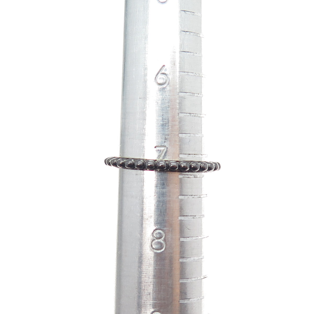 925 Sterling Silver Black Rhodium Gold Plated Beaded Band Ring Size 7.25