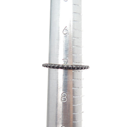 925 Sterling Silver Black Rhodium Gold Plated Beaded Band Ring Size 7.25