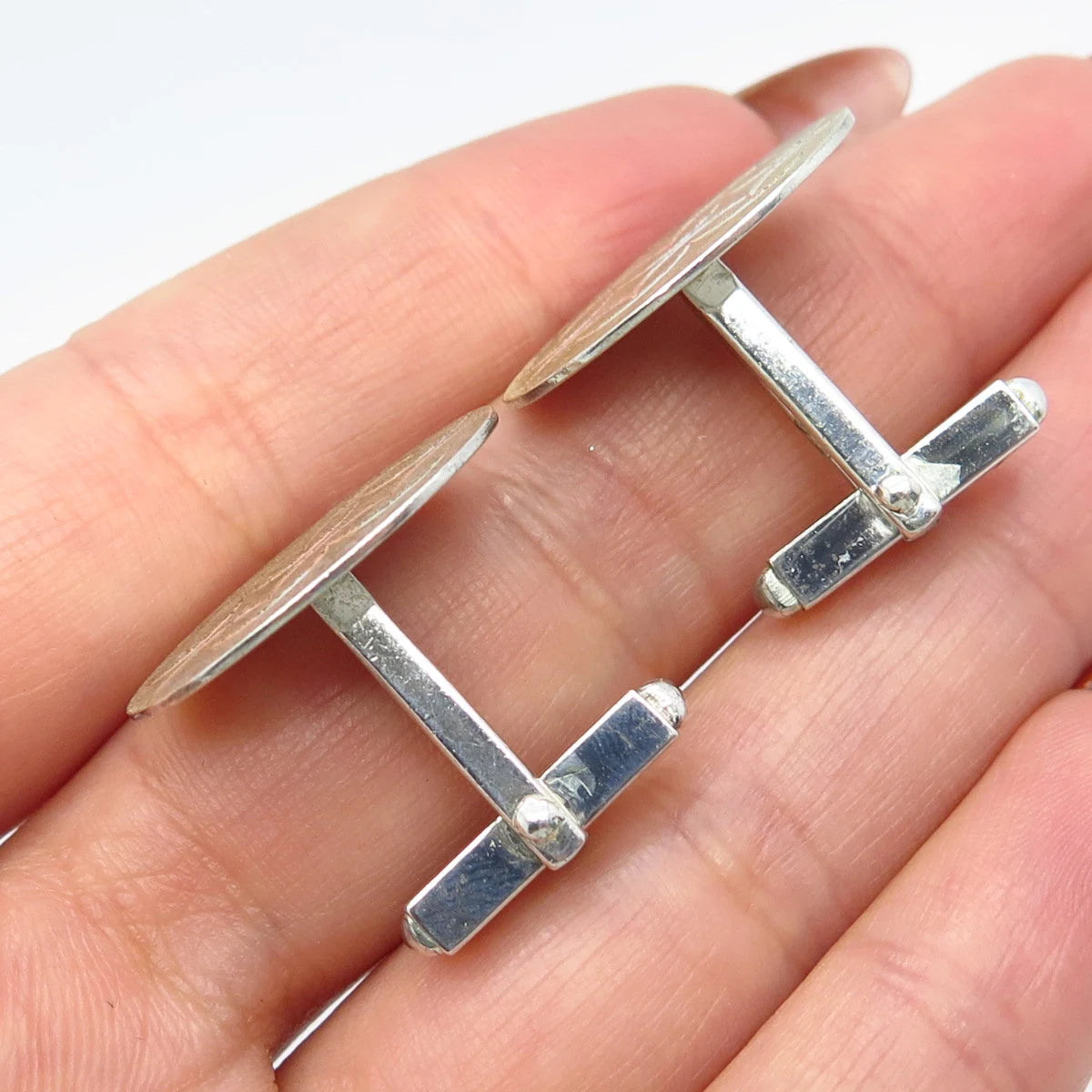 800 Silver Vintage Textured Ornate Cufflinks