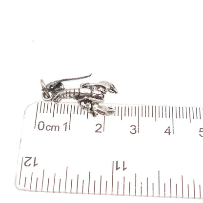 925 Sterling Silver Vintage Acadia National Park Lobster Oxidized Charm Pendant