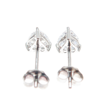 925 Sterling Silver Heart-Cut C Z Stud Earrings
