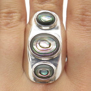 DOMINIQUE DINOUART Sterling Silver Vintage Mexico Abalone Shell Ring Size 11.5