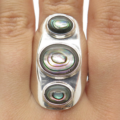 DOMINIQUE DINOUART Sterling Silver Vintage Mexico Abalone Shell Ring Size 11.5