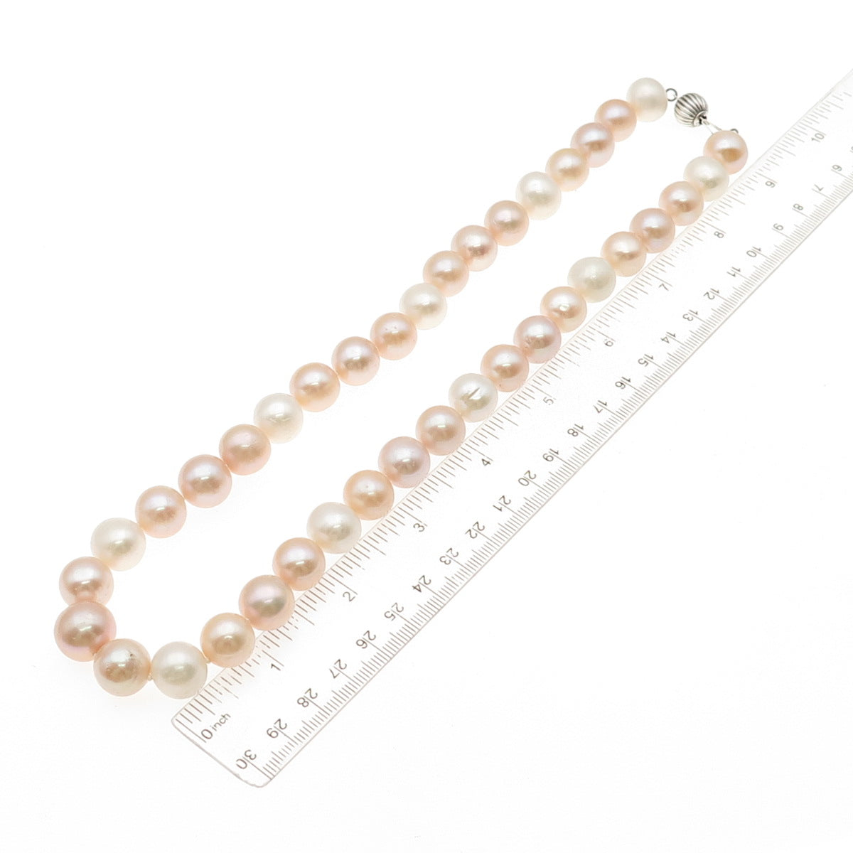 925 Sterling Silver Vintage WW Real Pearl Beaded Necklace 20"