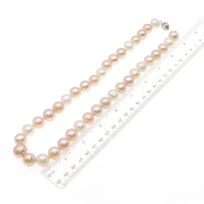 925 Sterling Silver Vintage WW Real Pearl Beaded Necklace 20"