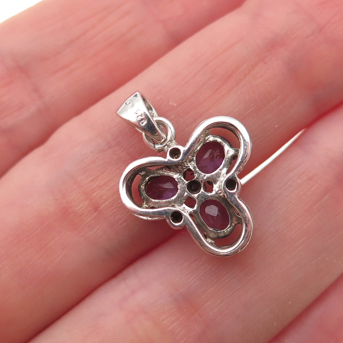 RJ Graziano 925 Sterling Silver Real Diamond & Amethyst Charm Pendant