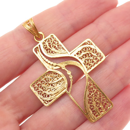 Filgold Sterling Silver Gold Plated Portugal World Youth Day 2023 Cross Pendant