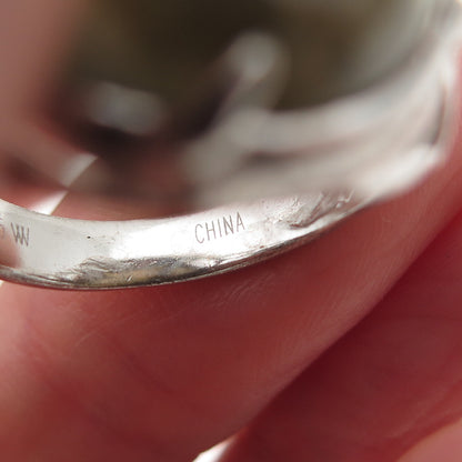 925 Sterling Silver Real Cabochon Labradorite Floral Ring Size 9.25