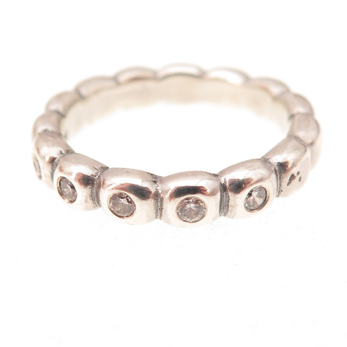 Pandora 925 Sterling Silver Round-Cut C Z Hope Bubble Band Ring Size 8