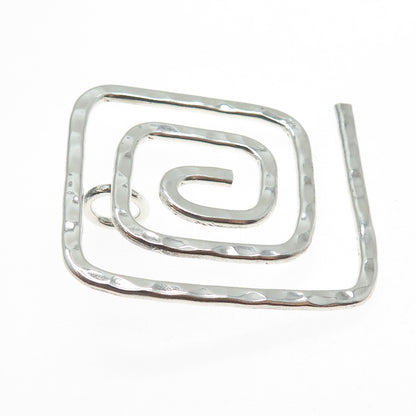 925 Sterling Silver Vintage Modernist Hammered Spiral Maze Pendant