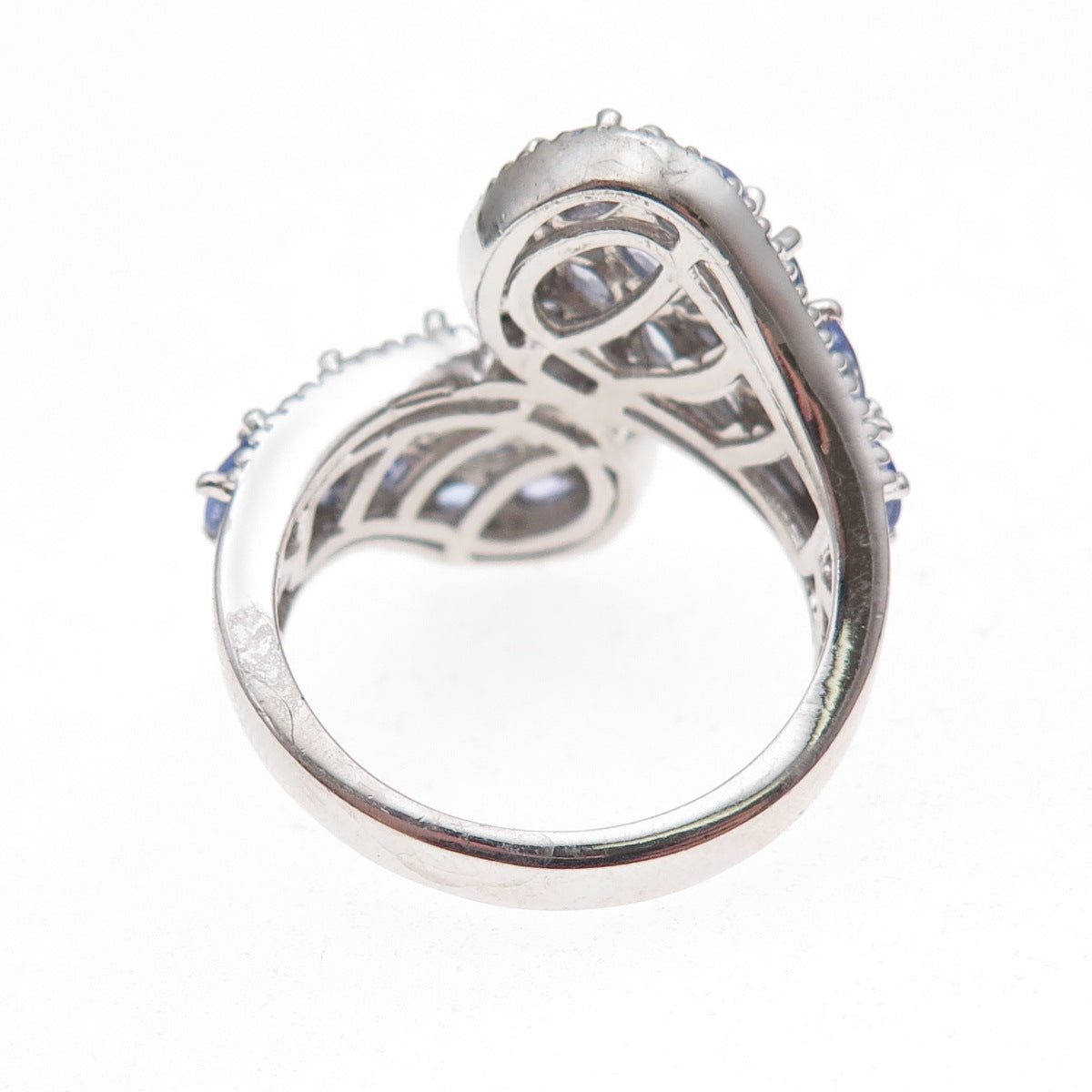 Chuck Clemency 925 Sterling Silver Real Tanzanite Bypass Ring Size 8.25