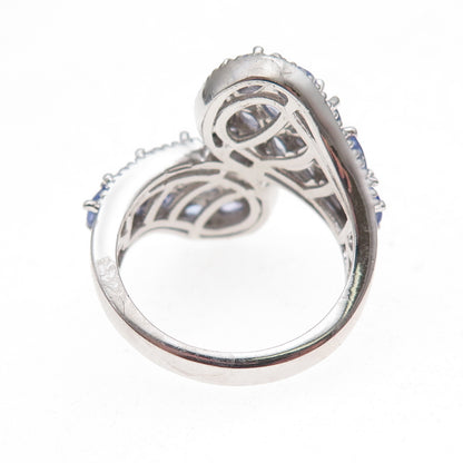 Chuck Clemency 925 Sterling Silver Real Tanzanite Bypass Ring Size 8.25