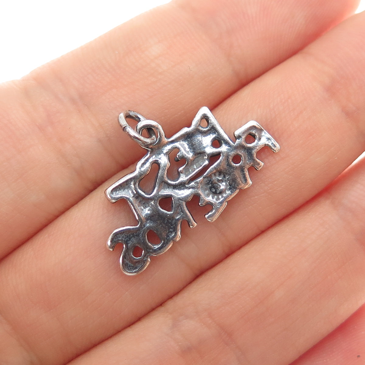 SUNDANCER 925 Sterling Silver Vintage Best Friends Oxidized Charm Pendant