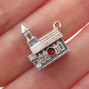 925 Sterling Silver Vintage Old Church Minimalist 3D Charm Pendant