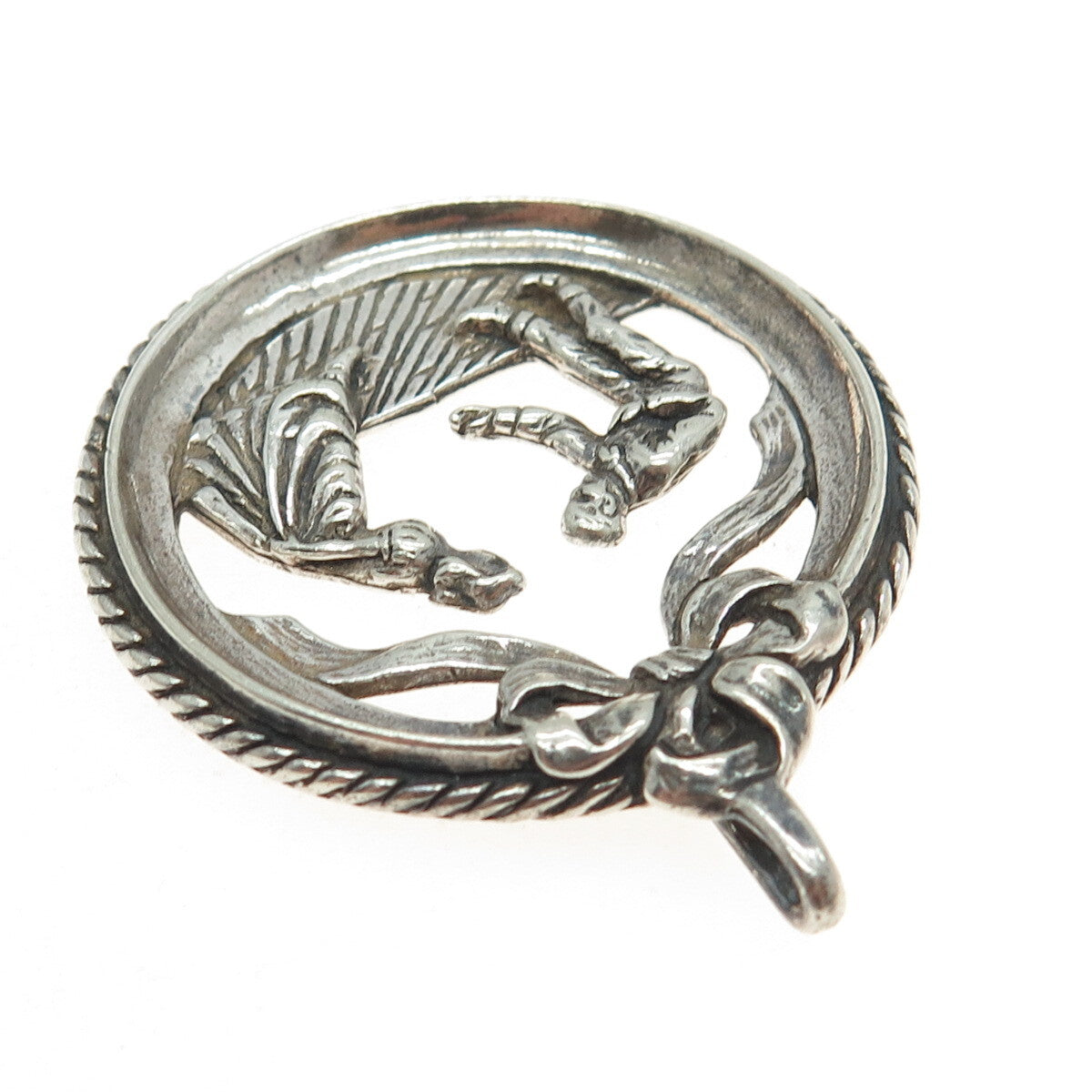 925 Sterling Silver Antique Art Deco Dancing Couple Storyteller Pendant