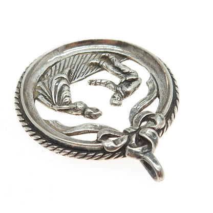 925 Sterling Silver Antique Art Deco Dancing Couple Storyteller Pendant