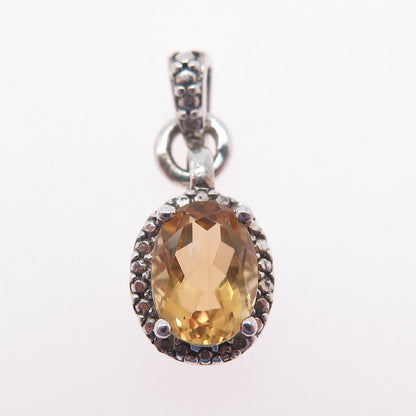 SAI 925 Sterling Silver Real Diamond Accent & Citrine Mini Charm Pendant