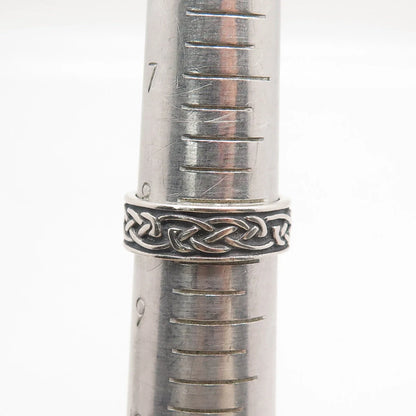 925 Sterling Silver Vintage Wheeler Mfg Co. Celtic Band Ring Size 8.5