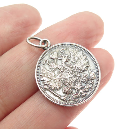 500 Silver Antique 1912 "15 Kopeks" Coin Pendant