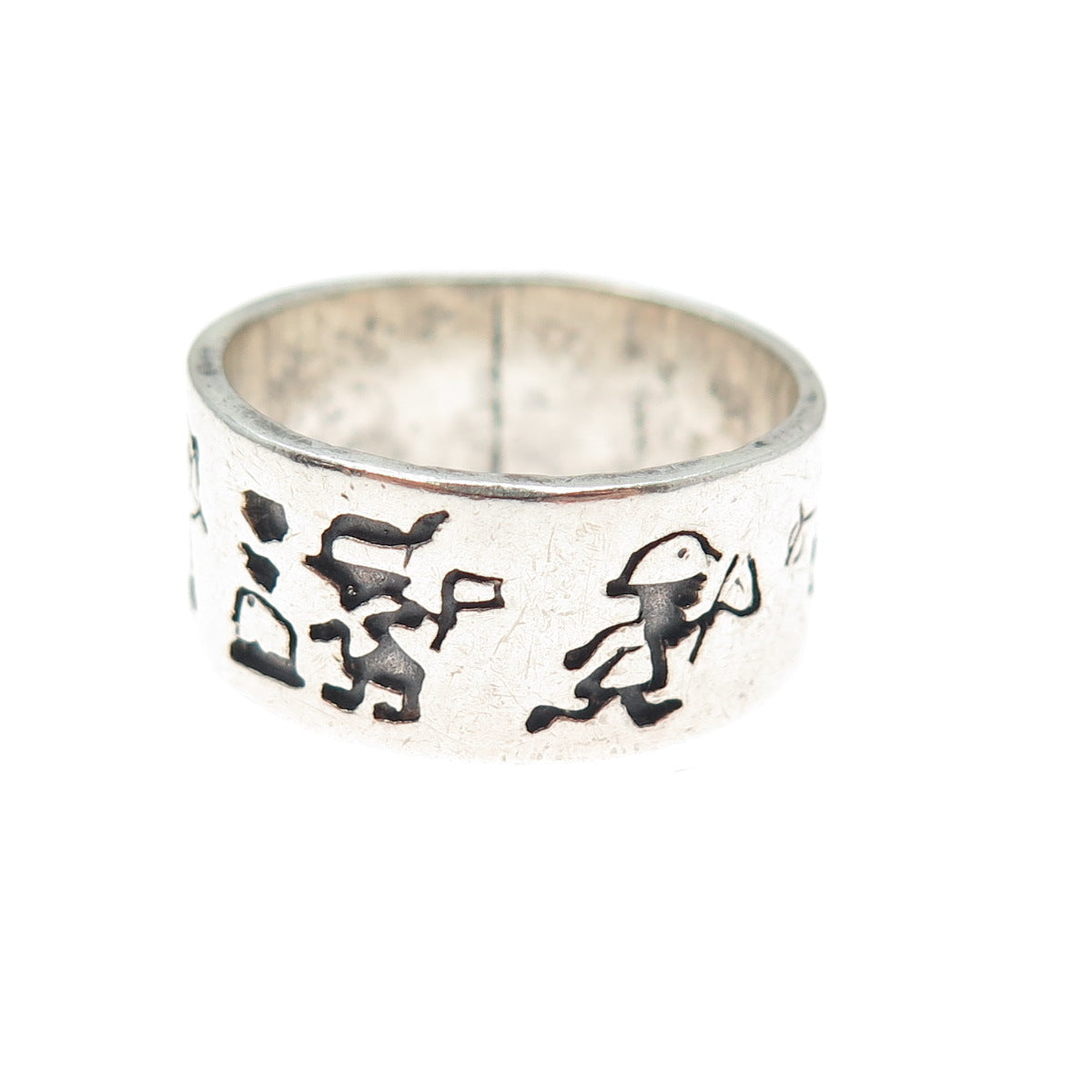 925 Sterling Silver Vintage EFS Mexico Children Oxidized Band Ring Size 8.25
