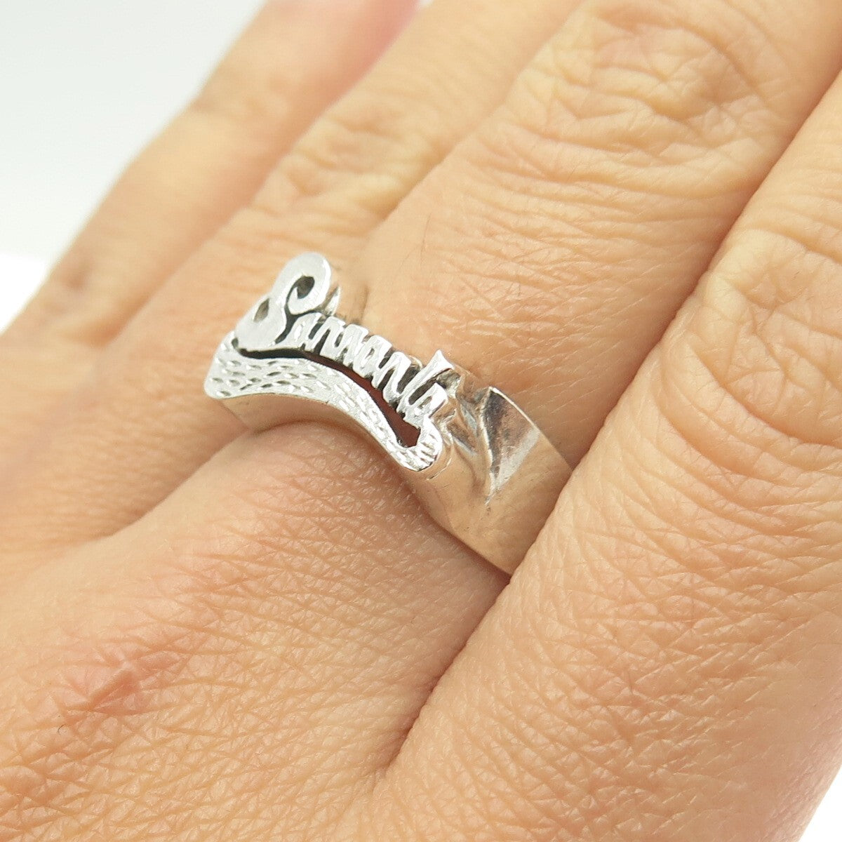 925 Sterling Silver Vintage "Samanta" Name Ring Size 8.25