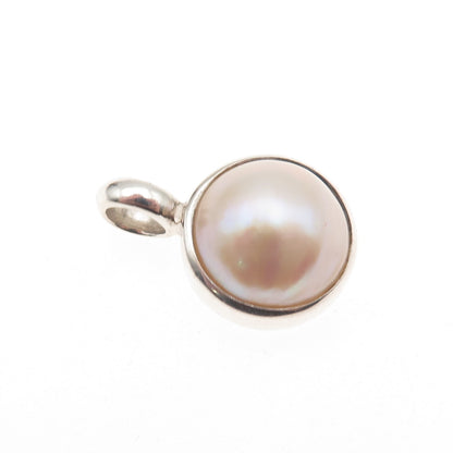 925 Sterling Silver Vintage Real Pearl Charm Pendant
