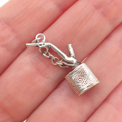 925 Sterling Silver Antique Art Deco Chinese Pipe 3D Mini Charm Pendant