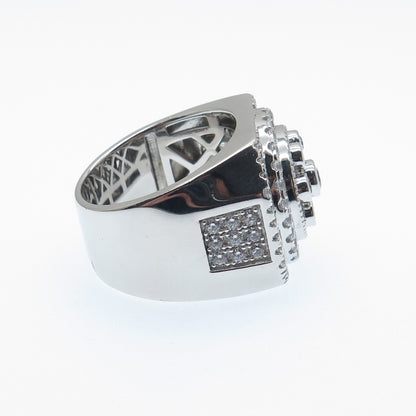 925 Sterling Silver Round-Cut C Z Flower Ring Size 10.5