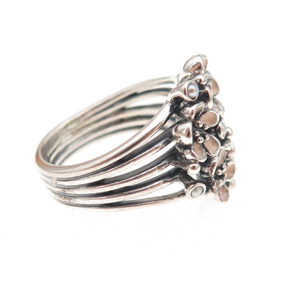Pandora 925 Sterling Silver Enamel & C Z Darling Daisy Bouquet Ring Size 7