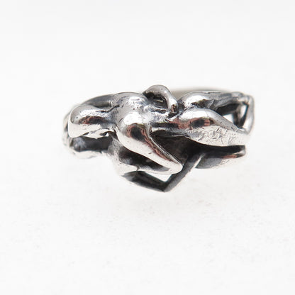 925 Sterling Silver Vintage Erotic Scene Oxidized Ring Size 6.5