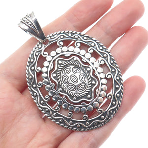 925 Sterling Silver Vintage Mexico Modernist Oxidized Pendant