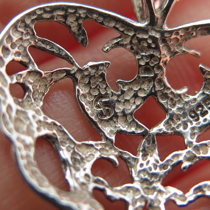 SHUBE 925 Sterling Silver Vintage Ornate Heart Charm Pendant