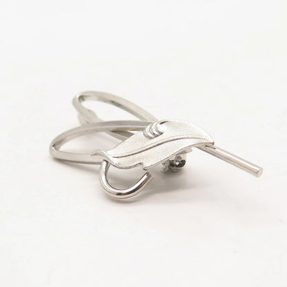 925 Sterling Silver Vintage ROMA Leaf Pin Brooch