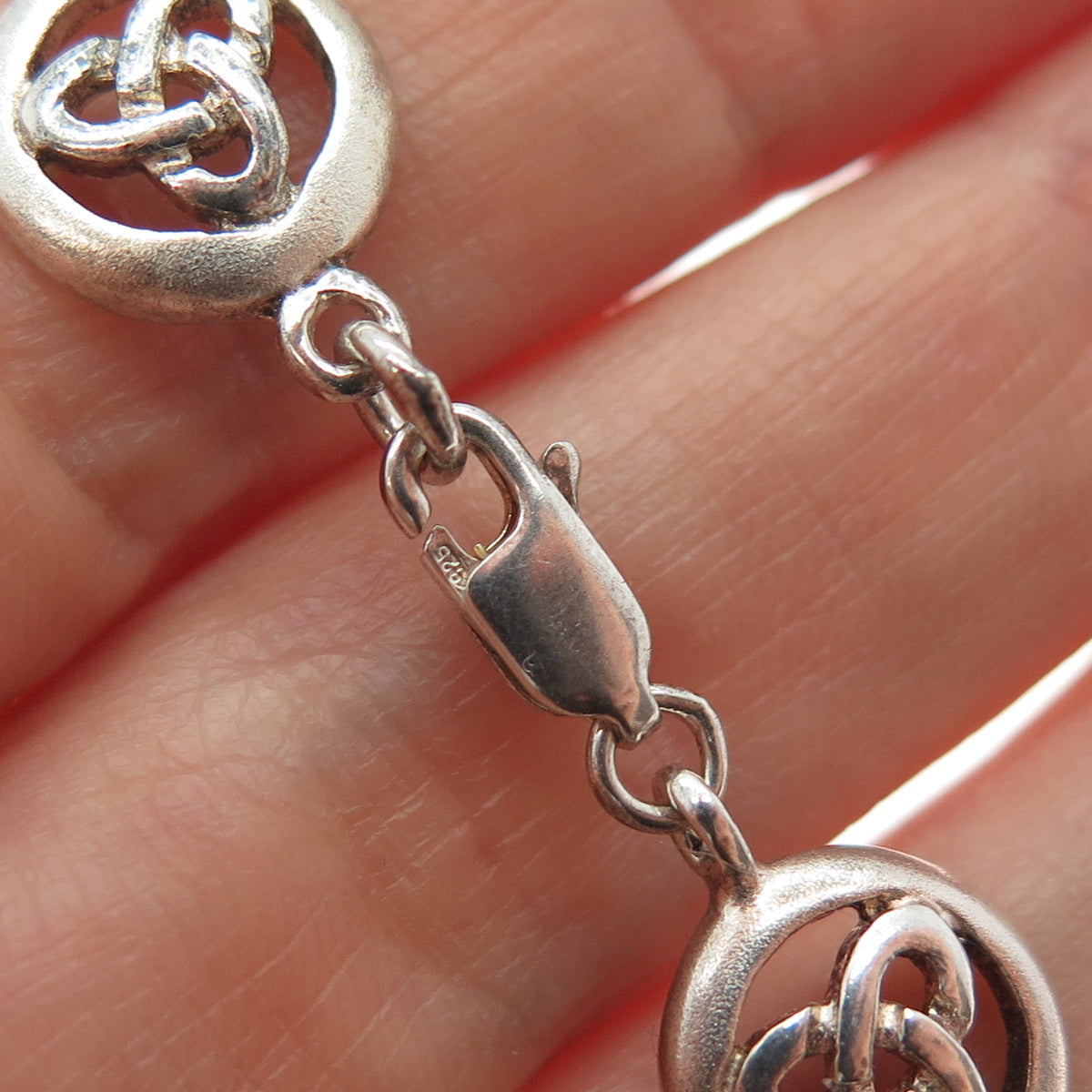 SG SEA GEMS Sterling Silver Vintage Celtic Trinity Knot Oxidized Bracelet 7.5"