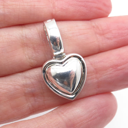 925 Sterling Silver Vintage Heart Minimalist Slide Charm Pendant