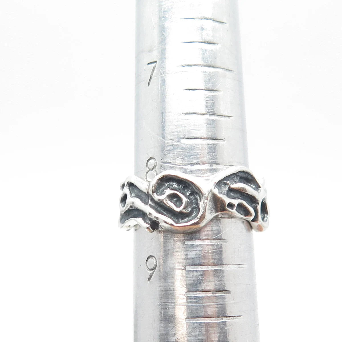 925 Sterling Silver Vintage Modernist Band Ring Size 8.5