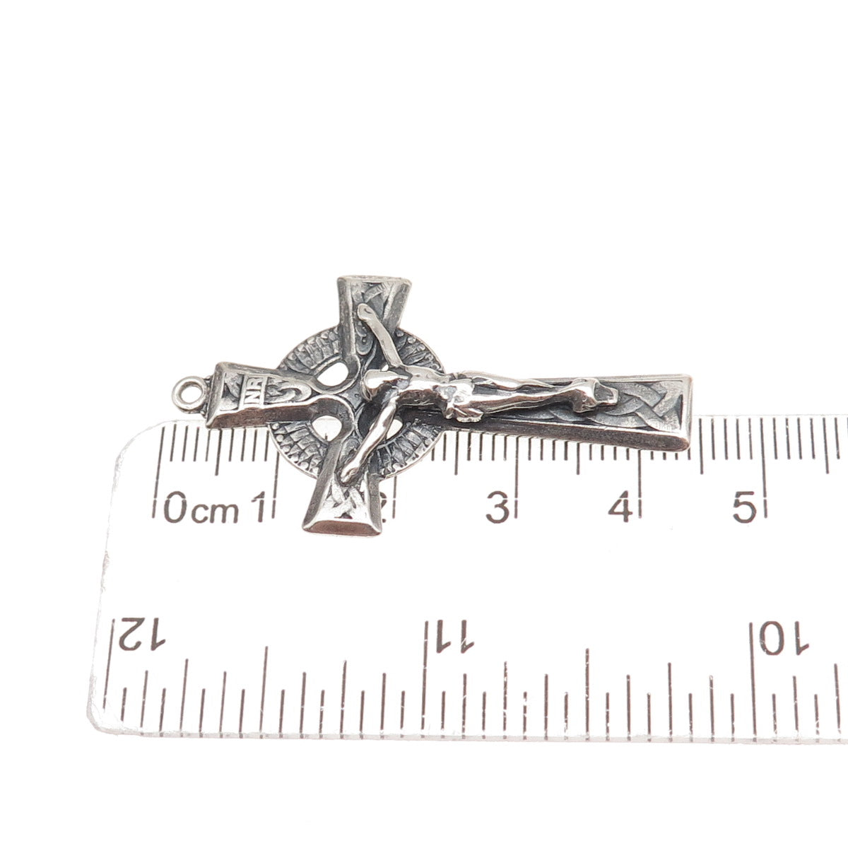 925 Sterling Silver Vintage Crucifix Cross Religious Oxidized Charm Pendant
