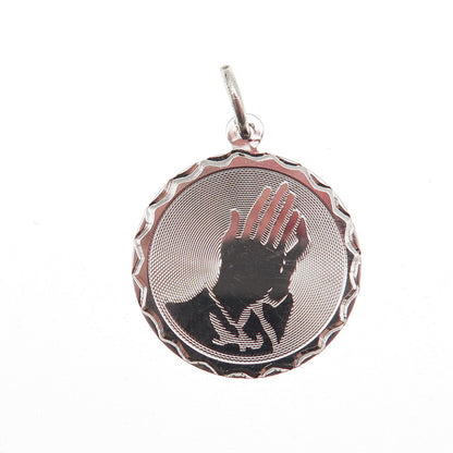 Spencer Co. 925 Sterling Silver Vintage Prayer Hands Charm Pendant