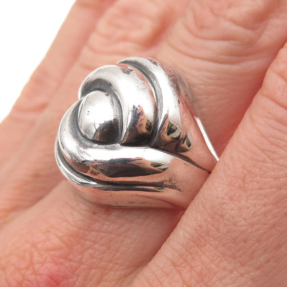 925 Sterling Silver Vintage Italy Modernist Oxidized Ring Size 7