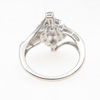 Chuck Clemency 925 Sterling Silver Real Oval & Pear-Cut Tanzanite Ring Size 8