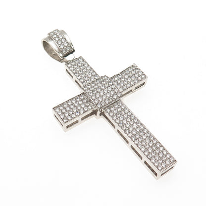925 Sterling Silver Round-Cut C Z Cross Sparkle Pendant