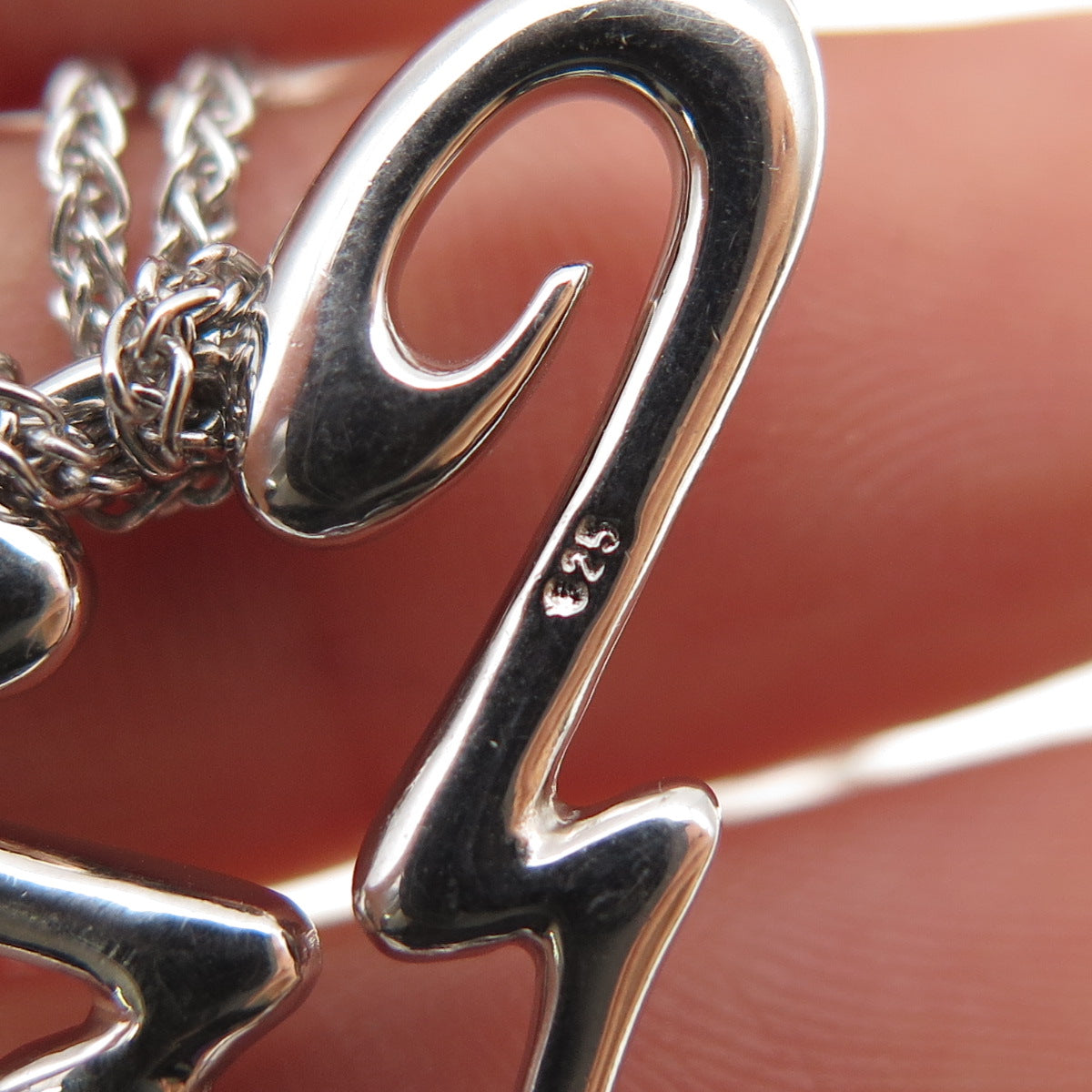 GUESS 925 Sterling Silver Real Amethyst Heart Spiga Chain Necklace 14-18"