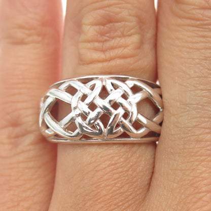 925 Sterling Silver Vintage Celtic Knot Ring Size 7