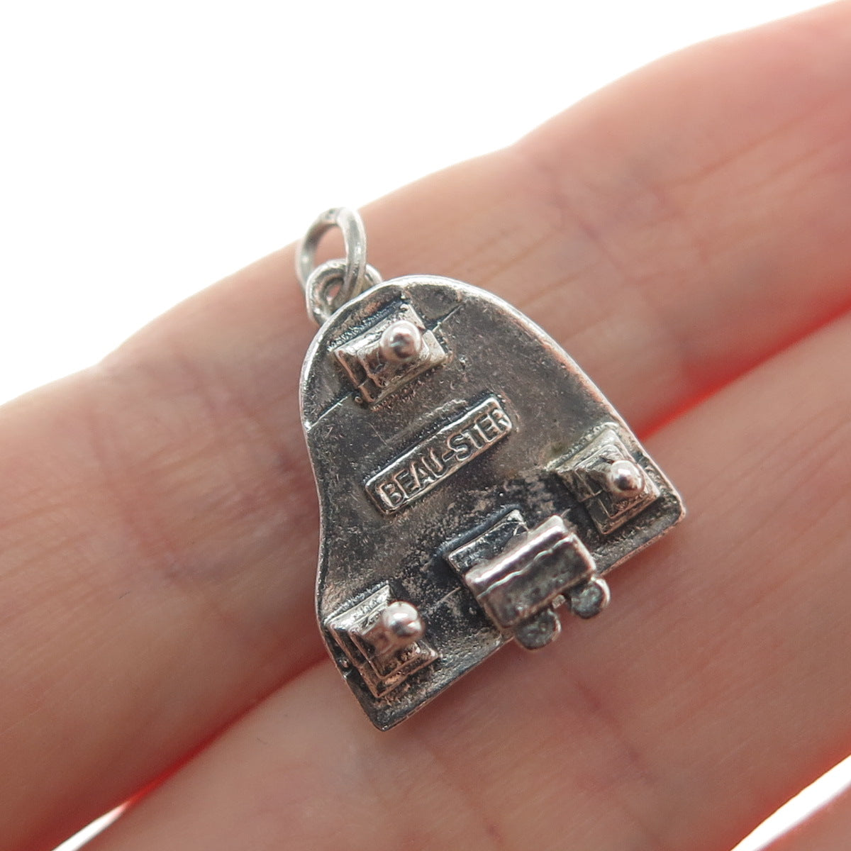 BEAU 925 Sterling Silver Vintage Grand Piano Locket Minimalist 3D Charm Pendant