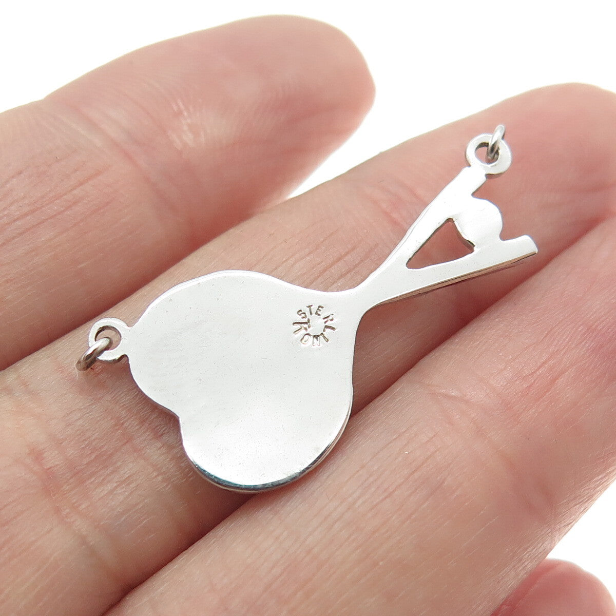 TRU-KAY 925 Sterling Silver Vintage Tennis Racket Centerpiece Charm Pendant