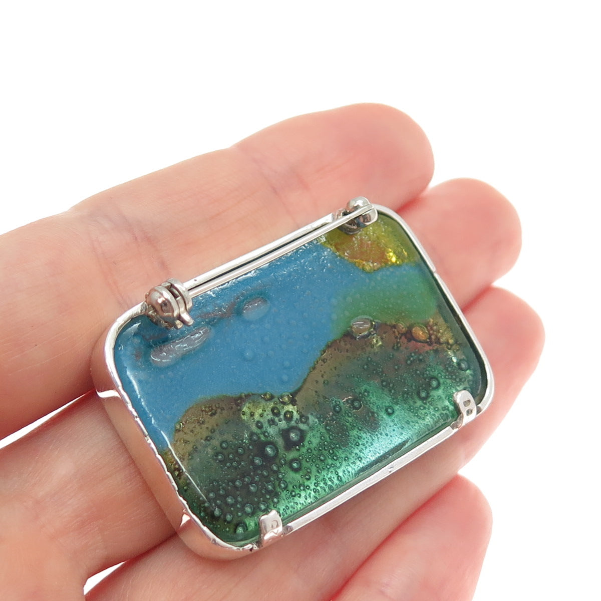 925 Sterling Silver Vintage Mexico Murano Glass Giraffe Safari Pin Brooch