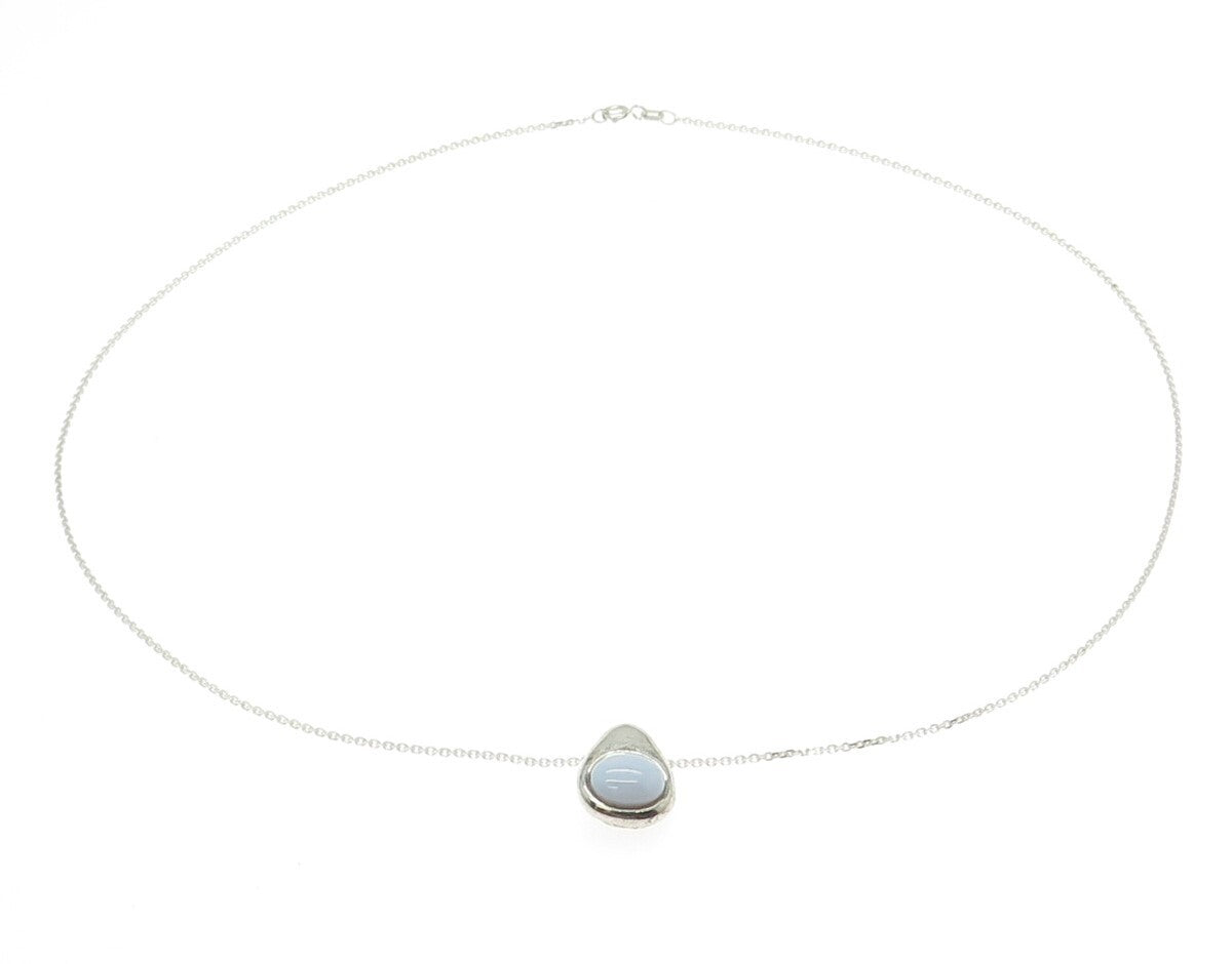 MICHELLE ALBALA 925 Sterling Silver Real Agate Drop Cable Chain Necklace 20"