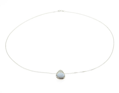MICHELLE ALBALA 925 Sterling Silver Real Agate Drop Cable Chain Necklace 20"